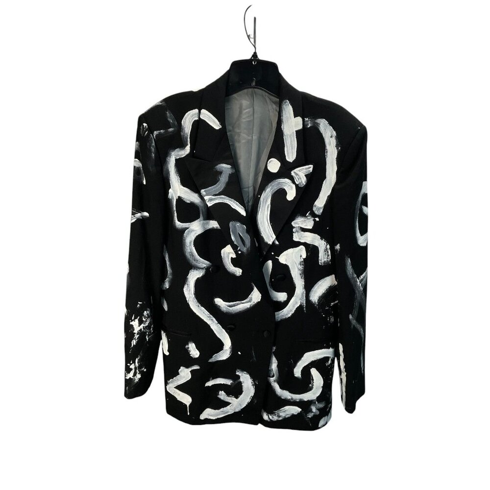 Hand-Painted Abstract Pattern Blazer Jacket Mens … - image 2